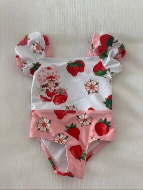Infant Girls Strawberry Shortcake Print Ruffled One-Piece Swimsuit